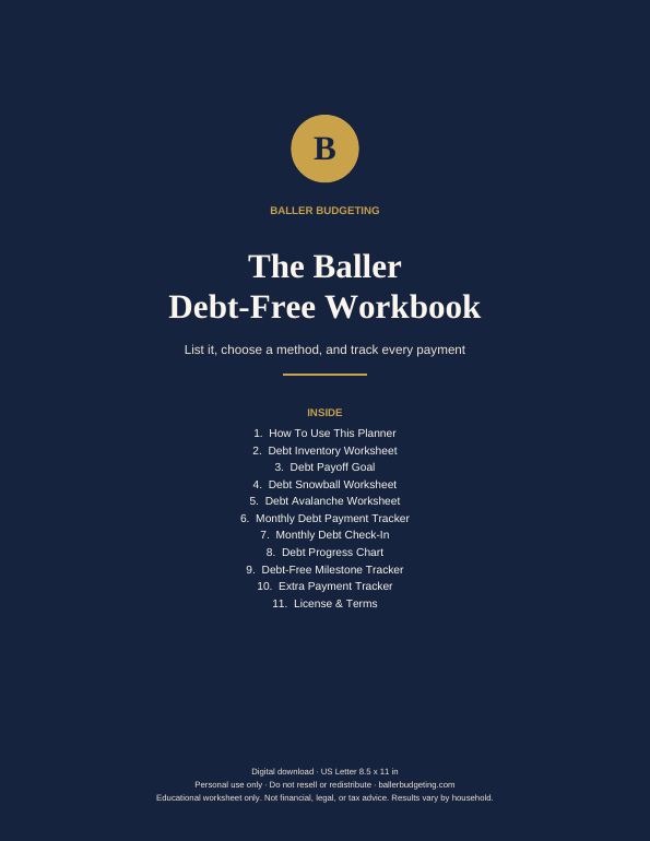 Cover of The Baller Debt-Free Workbook