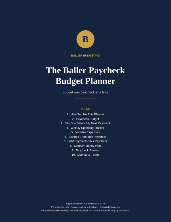 Cover of The Baller Paycheck Budget Planner